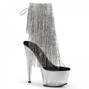 Pleaser Adore-1017RSFT Women's Heels Boots Clear / Silver | NZ VYTZCX