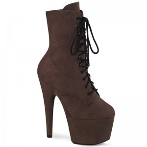 Pleaser Adore-1020FS Faux Suede Women's Heels Boots Brown | NZ EBVRWK