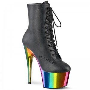 Pleaser Adore-1020RC Vegan Leather Women's Heels Boots Black / Multicolor | NZ FOPQXI