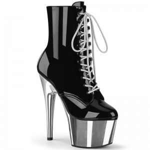 Pleaser Adore-1020 Women's Heels Boots Black / Silver | NZ KDFOUY