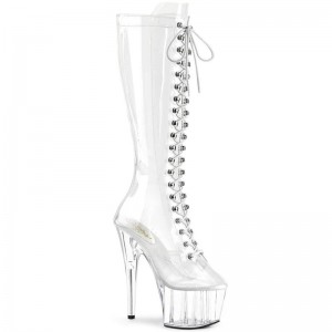 Pleaser Adore-2020C Women's Knee-high Boots Clear | NZ ZTAEDI
