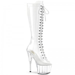 Pleaser Adore-2021C Women's Knee-high Boots Clear | NZ QORVXF