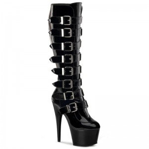 Pleaser Adore-2043 Women's Knee-high Boots Black | NZ KQWAPX