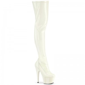 Pleaser Adore-3000 Women's Thigh High Boots White | NZ BOLJFG