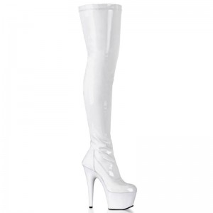 Pleaser Adore-3000 Women's Thigh High Boots White | NZ SCFVYA