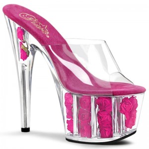 Pleaser Adore-701FL Women's Platform Slides Pink / Clear | NZ PYBETU