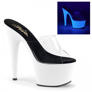 Pleaser Adore-701UV Women's Platform Slides White / Clear | NZ PEZRJC