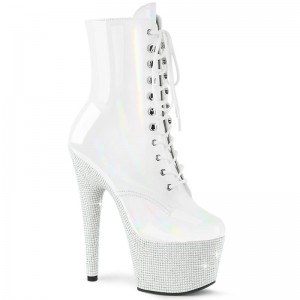 Pleaser Bejeweled-1020-7 Women's Heels Boots White | NZ YRMQJD
