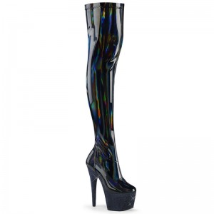 Pleaser Bejeweled-3000-7 Women's Thigh High Boots Black | NZ ELBJMS