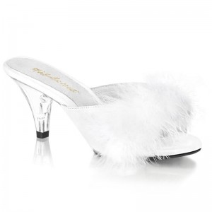 Pleaser Belle-301F Women's Slides White / Clear | NZ TLWMZK