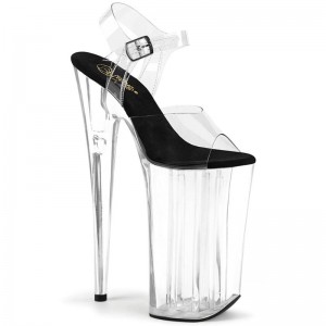 Pleaser Beyond-008 Women's Platform Heels Sandals Black / Clear | NZ XPJUMK