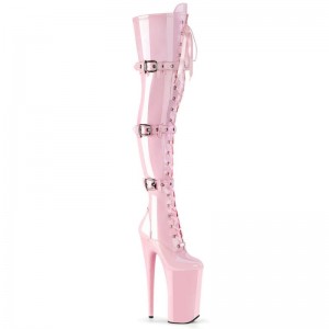 Pleaser Beyond-3028 Women's Thigh High Boots Pink | NZ VHGAFQ