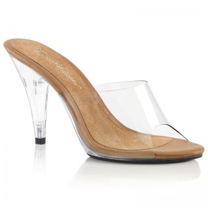 Pleaser Caress-401 Women's Slides Beige / Clear | NZ IYKVHU