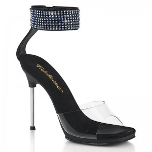 Pleaser Chic-42 Women's Heels Sandals Black / Clear | NZ ACYSRH