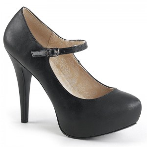 Pleaser Chloe-02 Vegan Leather Women's Pumps Black | NZ MQDJKW