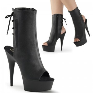 Pleaser Delight-1018 Vegan Leather Women's Heels Boots Black | NZ QIDUPB