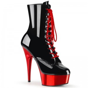 Pleaser Delight-1020 Women's Heels Boots Black / Red | NZ WUKVAP