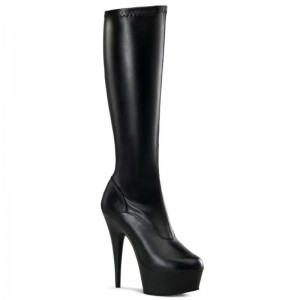 Pleaser Delight-2000 Vegan Leather Women's Knee-high Boots Black | NZ QVPEHY