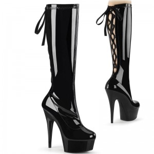Pleaser Delight-2029 Women's Knee-high Boots Black | NZ NIHARV
