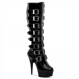 Pleaser Delight-2049 Women's Knee-high Boots Black | NZ QLDAMF