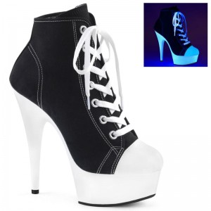 Pleaser Delight-600SK-02 Women's Heels Boots Black / White | NZ PKRUSL