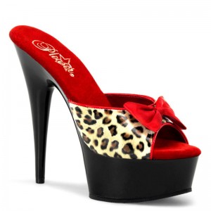 Pleaser Delight-601-6 Women's Platform Slides Leopard / Black | NZ BYICOG