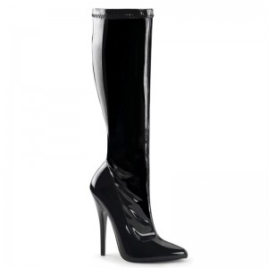 Pleaser Domina-2000 Women's Knee-high Boots Black | NZ NWZTKY