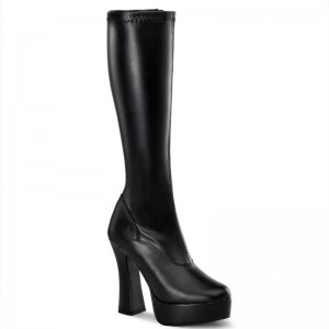 Pleaser Electra-2000Z Vegan Leather Women's Knee-high Boots Black | NZ WDNKSG