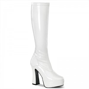 Pleaser Electra-2000Z Women's Knee-high Boots White | NZ BXYUES