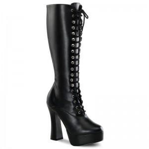 Pleaser Electra-2020 Vegan Leather Women's Knee-high Boots Black | NZ XYLWKD