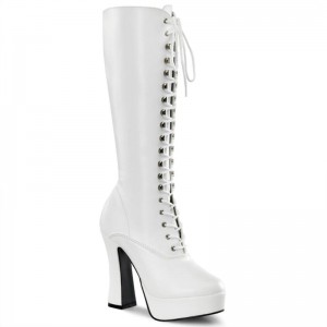 Pleaser Electra-2020 Vegan Leather Women's Knee-high Boots White | NZ BIYWHV