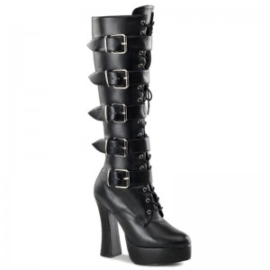 Pleaser Electra-2042 Vegan Leather Women's Knee-high Boots Black | NZ BYCLOG