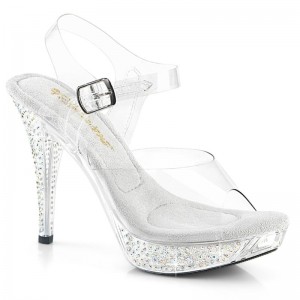 Pleaser Elegant-408ABRS Women's Platform Heels Sandals Clear | NZ APTUOD