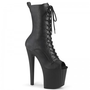 Pleaser Enchant-1041 Vegan Leather Women's Heels Boots Black | NZ IGAJNS