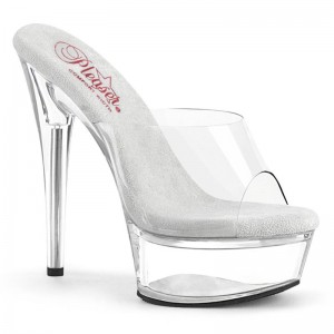 Pleaser Excite-601 Women's Platform Slides Clear | NZ UFKVWR