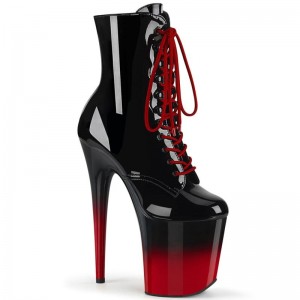 Pleaser Flamingo-1020BR-H Women's Heels Boots Black / Red | NZ KOHBFG