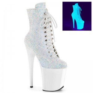 Pleaser Flamingo-1020LG Women's Heels Boots White | NZ LOQYMD