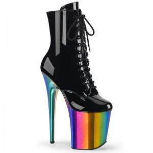 Pleaser Flamingo-1020RC Women's Heels Boots Black / Multicolor | NZ HOWECI