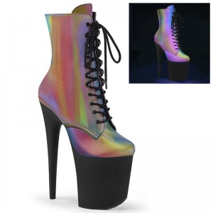 Pleaser Flamingo-1020REFL Women's Heels Boots Multicolor / Black | NZ GVKQER