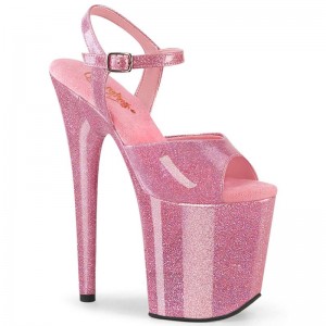 Pleaser Flamingo-809GP Women's Platform Heels Sandals Pink | NZ IUBJQF