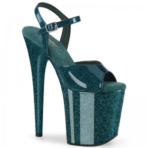 Pleaser Flamingo-809GP Women's Platform Heels Sandals Turquoise | NZ MRDUEL