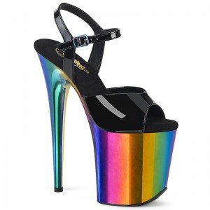 Pleaser Flamingo-809RC Women's Platform Heels Sandals Black / Multicolor | NZ BRMFIV