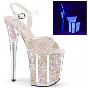 Pleaser Flamingo-810UVG Women's Platform Heels Sandals White | NZ PYVDCQ