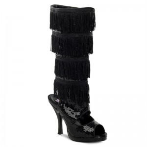 Pleaser Flapper-168 Women's Knee-high Boots Black | NZ ZIFMNJ