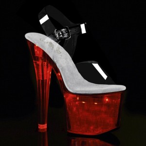 Pleaser Flashdance-708CH Hologram Women's Platform Heels Sandals Silver / Clear | NZ XAHLVE