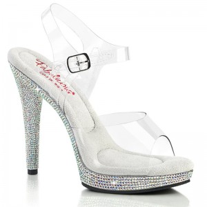 Pleaser Glory-508DM Women's Heels Sandals Silver / Clear | NZ AMCZGE