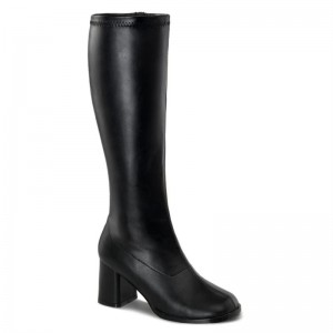 Pleaser Gogo-300WC Vegan Leather Women's Knee-high Boots Black | NZ KHRJNI