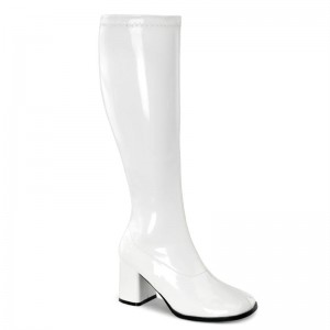 Pleaser Gogo-300WC Women's Knee-high Boots White | NZ QVYMWR