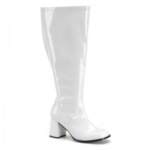 Pleaser Gogo-300X Women's Knee-high Boots White | NZ MNKGRI