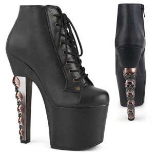 Pleaser Hex-1005 Vegan Leather Women's Heels Boots Black | NZ HSOQEB